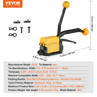 VEVOR Herramienta de Flejado de Acero para 1/2