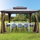 Comprar Gazebo Pabellón Exterior Jardín, Carpa Solar con Mosquitera de Patio, Acero de 3 m x 3,6 m, Carpa Exterior Marrón, Carpa Cenador Marco de Aluminio, Cenador con Techo al Aire Libre