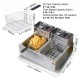 Comprar Fritadeira elétrica comercial fritadeira industrial 2 tanques 10 l 5000 w fritadeira de óleo fritadeira dupla com 2 cestas de fritadeira profissional