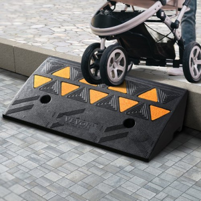 VEVOR Rampa Umbral Elevación de 10,8 cm 1 Pieza Rampas de Goma para Aceras Carga de 15 T Rampa de Acceso para Sillas de Ruedas con Estructura de Rejilla Estable para Paso de Coches Motos 50x30x10,8 cm