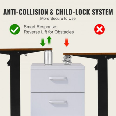 VEVOR Escritorio de Pie de Altura Ajustable 0,72-1,1 m Mesa Elevable Escritorio de 1,4 x 0,6 m Escritorio Eléctrico de Pie Elevación de 15,4 mm/s Estructura Metálica Carga de 82 kg para Hogar Oficina