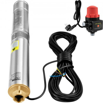 Bomba de Pozo Profundo Motor de 550 W Bomba Sumergible para Pozo 230 V 50 Hz Bomba de Agua Sumergible para Pozos Flujo Máximo de 50 L/min con Interruptor Automático para Tierras de Cultivo Minas