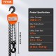 Buy 2T Manual Chain Hoist Chain Hoist with 360° Block Hook Lifting Height 2.8m Alloy Steel G80 Chain Guide with Double Ratchet Brake for Cargo Garages