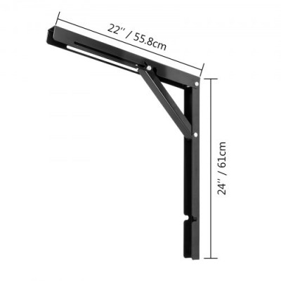 Escuadras Abatibles de Material Acero, Soportes para Estantes de 2 Piezas, Soporte Estantería 54x60x4,5 cm, Escuadras Estanterías de Espesor 25 mm, Capacidad de 500 Libras con Tornillos y Llaves