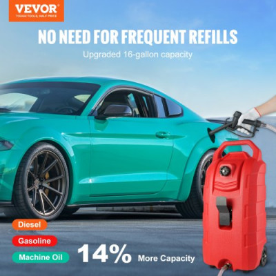 VEVOR 2 uds gasolina puede ruedas tanque de combustible 60L 7.8L/min boquilla Manual