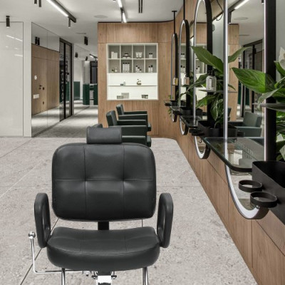 VEVOR Sillón de Peluquería Inclinable 90°-125° Sillón de Peluquería Hidráulico Giratorio 360° 150 kg Altura Regulable 1080-1230 mm Asiento de Peluquería para Salón Profesional, Champú, Belleza, Negro