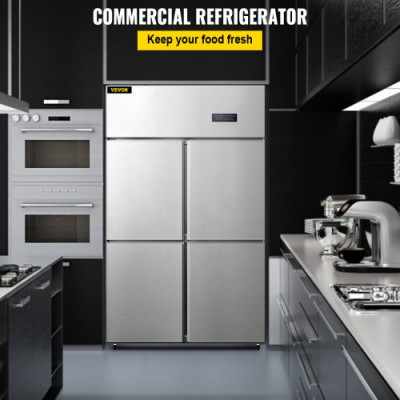 Refrigerador Independiente 780 L Gran Capacidad Nevera con Puertas 272 W Nevera y Congelador Independiente 121x70x195 cm Material de Acero Inoxidable, Control de Temperatura Separado 4 Puertas