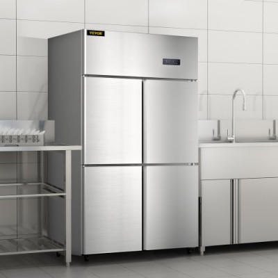 Refrigerador Independiente 780 L Gran Capacidad Nevera con Puertas 272 W Nevera y Congelador Independiente 121x70x195 cm Material de Acero Inoxidable, Control de Temperatura Separado 4 Puertas