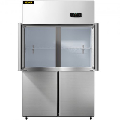 Refrigerador Independiente 780 L Gran Capacidad Nevera con Puertas 272 W Nevera y Congelador Independiente 121x70x195 cm Material de Acero Inoxidable, Control de Temperatura Separado 4 Puertas