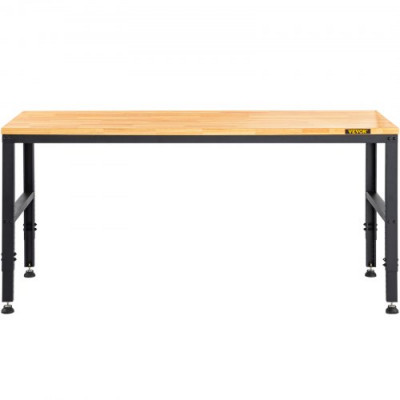 VEVOR Banco de Trabajo de Altura Ajustable 72-97 cm Banco para Taller Escritorio de Tablón de Roble 183 x 64 cm Marco de Acero Mesa de Trabajo Carga de 900 kg para Garajes, Talleres, Oficinas, Hogares