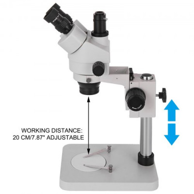 Microscopio Estéreo Trilocular, 3,5X-90X Microscopio Estéreo, 55-75 mm Microscopio Estéreo Profesional, Microscopio Trilocular con Soporte de Pilar Ajustable para Observación de Insectos, etc.