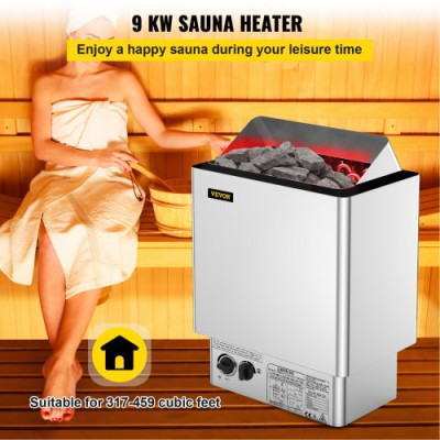 Calentador de Sauna 380V-415V 9KW, Controlador Casa Sala de Sauna 380V-415V 9KW, Calentador Eléctrico Sauna Estufa, Estufa para Sauna, Estufa Eléctrica para Sauna a Vapor para Sala 9-13m3