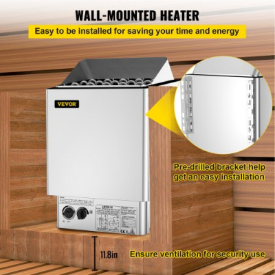 Calentador de Sauna 380V-415V 9KW, Controlador Casa Sala de Sauna 380V-415V 9KW, Calentador Eléctrico Sauna Estufa, Estufa para Sauna, Estufa Eléctrica para Sauna a Vapor para Sala 9-13m3