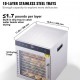 Comprar Máquina desidratadora de alimentos 10 bandejas de aço inoxidável 800 W Desidratador elétrico de frutas e vegetais Temperatura ajustável 30-90 ° C Temporizador 0,5-48 h para ervas, carne