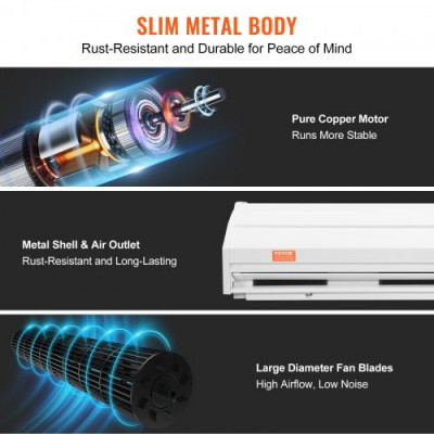 VEVOR Cortina de aire interior comercial de 5 pies, 2 velocidades, 2547 m³/h, cortinas de aire para puertas ventilador interior sobre puerta con interruptor de límite resistente, sin calefacción