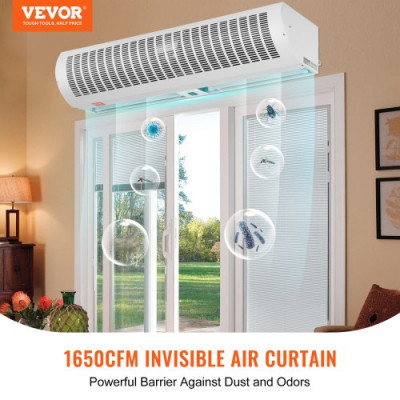 VEVOR Cortina de aire interior comercial de 4 pies, superpotencia, 2 velocidades, 2802 m³/h, cortinas de aire para puertas ventilador interior sobre puerta con interruptor de límite resistente