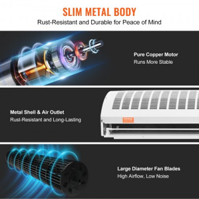 VEVOR Cortina de aire interior comercial de 5 pies, superpotencia, 2 velocidades, 3566 m³/h, cortinas de aire para puertas ventilador interior sobre puerta con interruptor de límite resistente