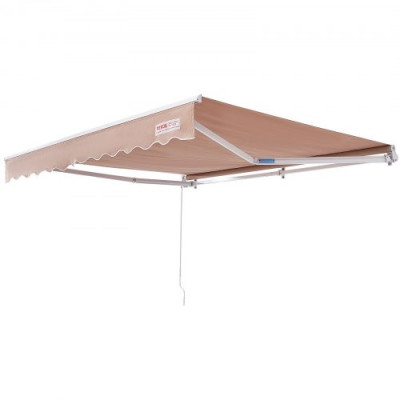 VEVOR Toldo para Terraza Retráctil 3,6 x 3 m Toldo Retráctil Patio Exterior 40°-90° Ajustable Viento/UV/Resistente al Agua Toldo Sombrilla Poliéster con Manivela para Patio, Terraza, Jardín, Balcón