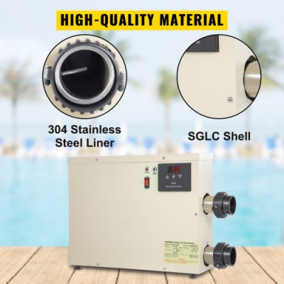 Termostato de Piscina Eléctrica con Manguera 11 kW 220 V, Termostato de Calefacción de Piscina ST-11, Control de Reinicio Manual, Termostato de Calentador de Piscina Digital, 18,7 x 14 x 3,9"