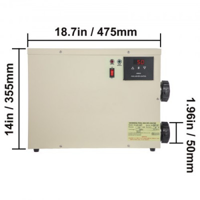 Termostato de Piscina Eléctrica con Manguera 11 kW 220 V, Termostato de Calefacción de Piscina ST-11, Control de Reinicio Manual, Termostato de Calentador de Piscina Digital, 18,7 x 14 x 3,9"