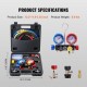 Buy 4 Way Manifold Gauge Set for R134A R22 R12 R410A Refrigerant Charging Hose with Gauge and Adapter Refrigeration Box for Refrigerant