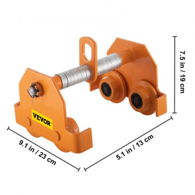 VEVOR Carro de viga de empuje Carro de viga I 1100LBS Cabrestante grúa elevador ajustable