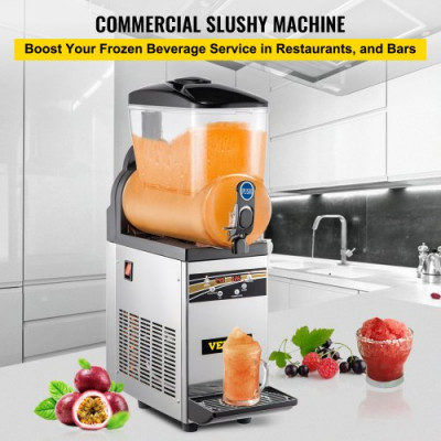 Máquina para Hacer Granizados Comercial 15L 500W Máquina de Granizado de Hielo Comercial 16°F a 32°F Máquina para Granizada Slush Helado Control de Tanque Separado Pantalla de Luz Bajo Ruido