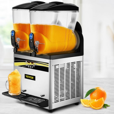 Máquina para Hacer Granizados Comercial 2x15L 1000W Máquina de Granizado de Hielo Comercial -3℃ a -2℃ Máquina para Granizada Slush Helado Control de Tanque Separado Pantalla de Luz Bajo Ruido