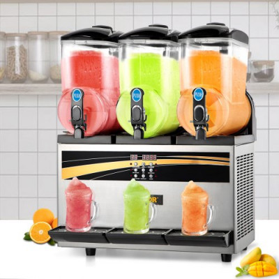 Máquina para Hacer Granizados Comercial 3x15L Máquina de Granizado de Hielo Comercial -3℃ a -2℃ Máquina para Granizada Slush 800W Helado Control de Tanque Separado de Luz Bajo Ruido