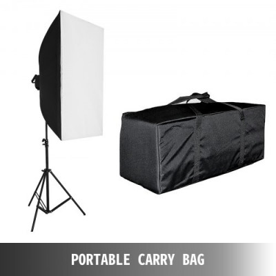 BuoQua Kit Iluminación Fotográfica de Foco o Luz con Caja Blanda 50 x 70 cm, Iluminación Continua Estudio Fotografía para Foto o Video con Bombillas, Kit Iluminación con Soporte de Fondo Ajustable