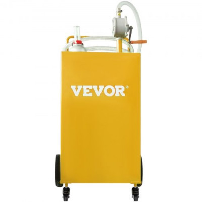 VEVOR Fuel Caddy Tanque de almacenamiento de combustible de 35 galones, 4 ruedas con bomba Manuel, amarillo