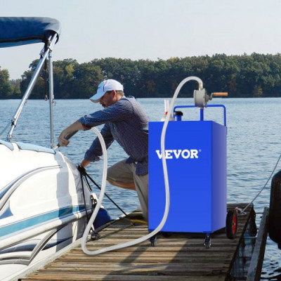 VEVOR Fuel Caddy Tanque de almacenamiento de combustible de 30 galones, 4 ruedas con bomba Manuel, azul