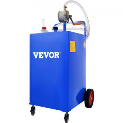 VEVOR Fuel Caddy Tanque de almacenamiento de combustible de 30 galones, 4 ruedas con bomba Manuel, azul