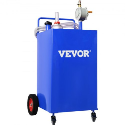 VEVOR Fuel Caddy Tanque de almacenamiento de combustible de 30 galones, 4 ruedas con bomba Manuel, azul