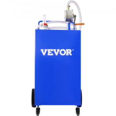 VEVOR Fuel Caddy Tanque de almacenamiento de combustible de 30 galones, 4 ruedas con bomba Manuel, azul