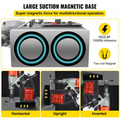 Taladro Magnético 1200W 1,57" Taladro de Base Magnética Núcleo Magnético Taladradora Magnético Profesional Taladro Magnético con Conexión Al Cuello Fuerza Máxima Taladro Electromagnético