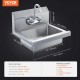 Comprar Lavamanos Lavabo de pared o empotrado 432x381x330mm de acero inoxidable