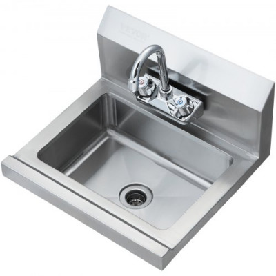 VEVOR Lavamanos Lavabo de pared o empotrado 432x381x330mm de acero inoxidable