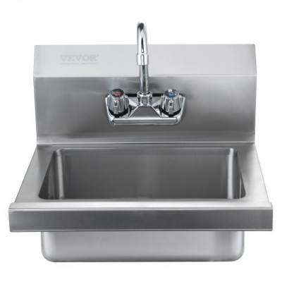 VEVOR Lavamanos Lavabo de pared o empotrado 432x381x330mm de acero inoxidable