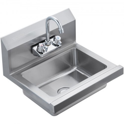 VEVOR Lavamanos Lavabo de pared o empotrado 432x381x330mm de acero inoxidable