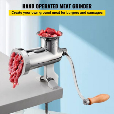 Picadora de Carne Manual 8x19x28,5 cm Máquina para Moler Carne Acero Inoxidable Máquina de Picar Carne Doméstico con Tubo de Relleno de Salchicha Abrazadera de Mesa Ajustable para Cerdo Verduras