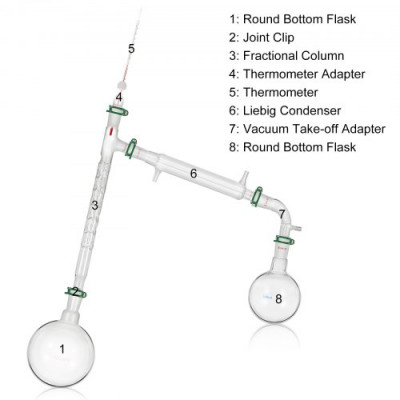 VEVOR Conjunto de Vidrio de Laboratorio Ciencia Industrial, 24 / 40 Cristalería de Laboratorio Ciencia Industrial, 500 / 1.000 ml Destilador Laboratorio Juego de Unidades de Destilación para Secado