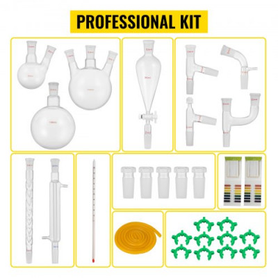 Kit 29 piezas Laboratorio Cristalería Laboratorio de Química Orgánica Cristalería Kit Lab Cristalería Kit Kit de Vidrio de Laboratorio Materiales