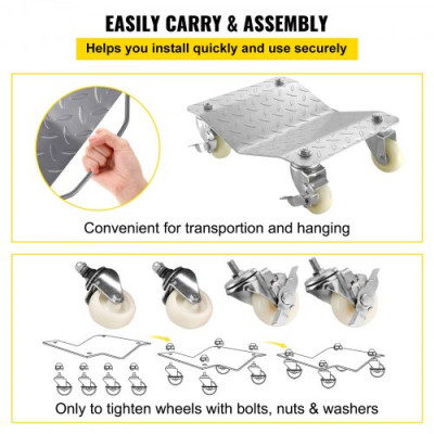 VEVOR 2 Piezas de Ruedas para Neumáticos Capacidad de 1100 lbs/500 kg Ruedas de Coche o Furgoneta, Carretilla de Posicionamiento de Cojinetes de Bola, Recuperación de Gato de Reparación Automática