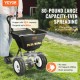 Koop Kunstmeststrooier 36 kg Zoutstrooier Zaadsneeuwschuiver met grote wielen 305 mm 25,5 L Stalen graszaadzaaimachine Hopper voor residentieel, landbouwgrond, zwart