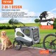 Comprar Remolque Plegable para Bicicleta para Perros Carga de 45 kg Cochecito para Mascotas 2 en 1, Marco Fácil de Plegar con Ruedas de Liberación Rápida, Acoplador Universal para Bicicleta, Reflectores