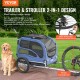 Comprar Remolque Plegable para Bicicleta para Perros Carga de 45 kg Cochecito para Mascotas 2 en 1, Marco Fácil de Plegar con Ruedas de Liberación Rápida, Acoplador Universal para Bicicleta, 22"-28"