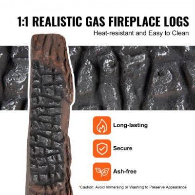 VEVOR Leños de Chimenea de Cerámica 10 Piezas Madera de Cerámica Decorativa para Chimeneas de Gas Ramas Grandes Falsas Resistentes al Calor Madera Apilable para Chimenea Brasero Interior y Exterior