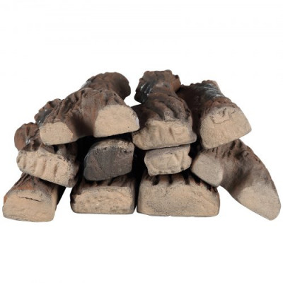 VEVOR Leños de Chimenea de Cerámica 10 Piezas Madera de Cerámica Decorativa para Chimeneas de Gas Ramas Grandes Falsas Resistentes al Calor Madera Apilable para Chimenea Brasero Interior y Exterior