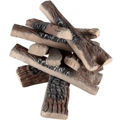 VEVOR Leños de Chimenea de Cerámica 10 Piezas Madera de Cerámica Decorativa para Chimeneas de Gas Ramas Grandes Falsas Resistentes al Calor Madera Apilable para Chimenea Brasero Interior y Exterior